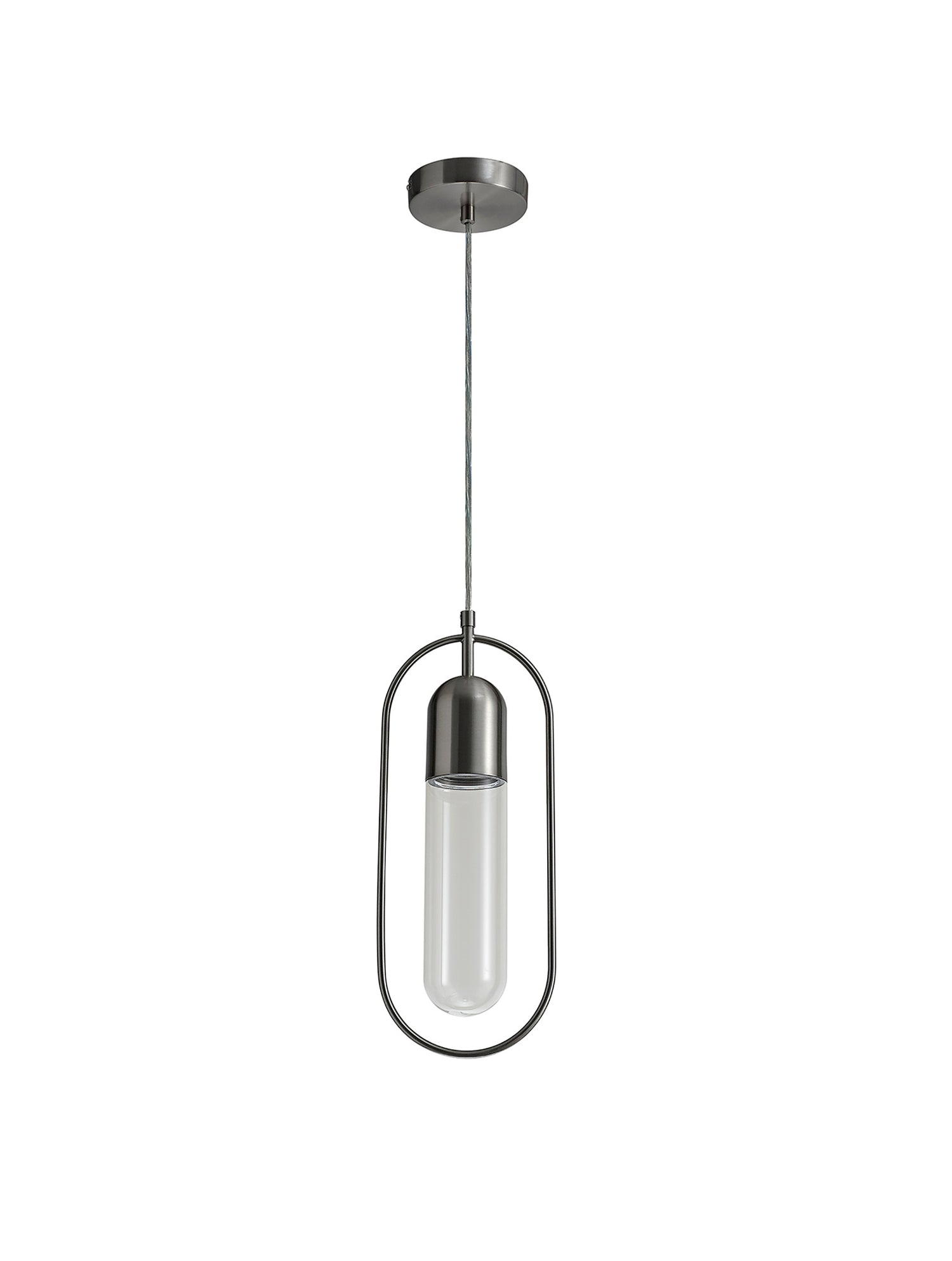 Rae Pendant, 1 x 7W LED, 4000K, 790lm, Satin Nickel/Clear, 3yrs Warranty