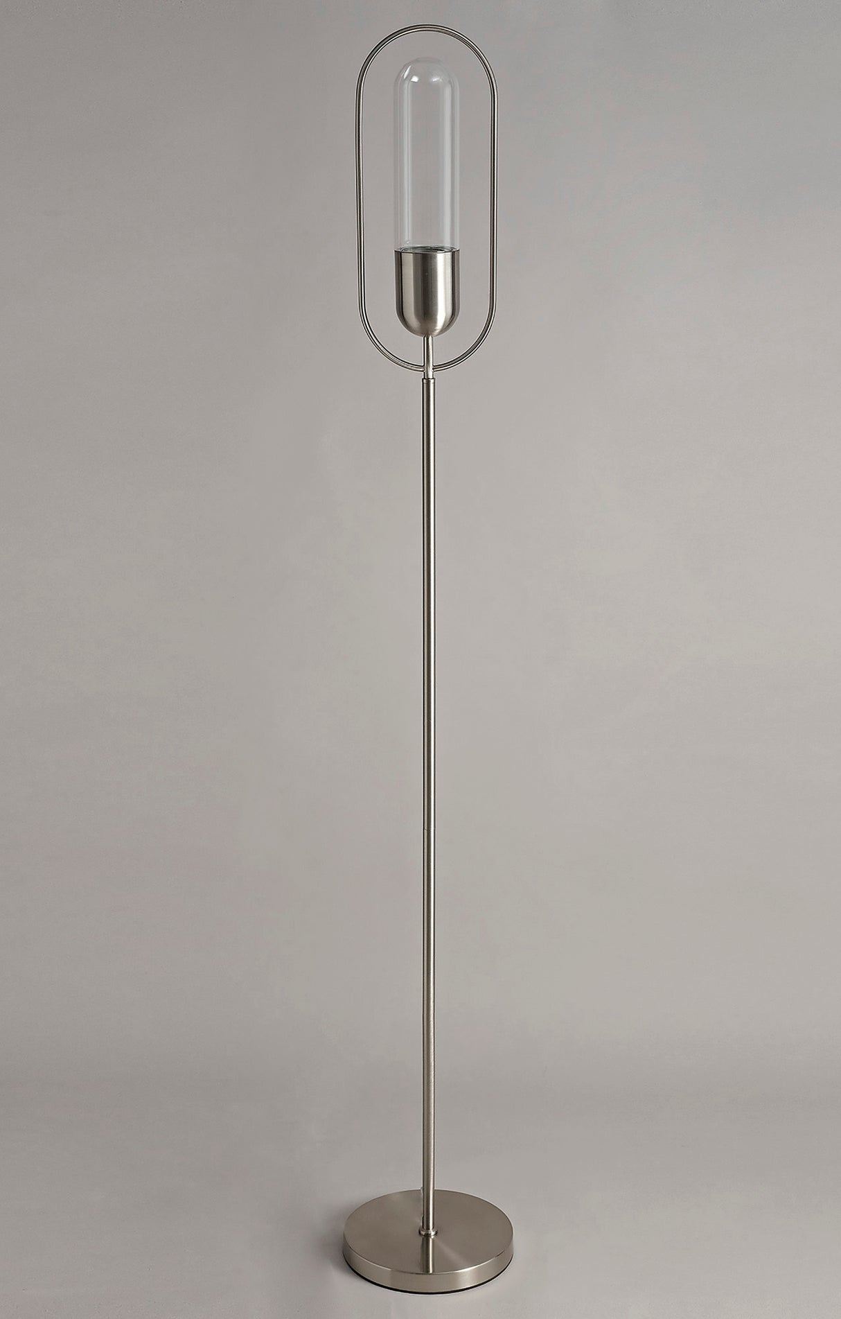 Rae Floor Lamp, 1 x 7W LED, 4000K, 790lm, Satin Nickel/Clear, 3yrs Warranty