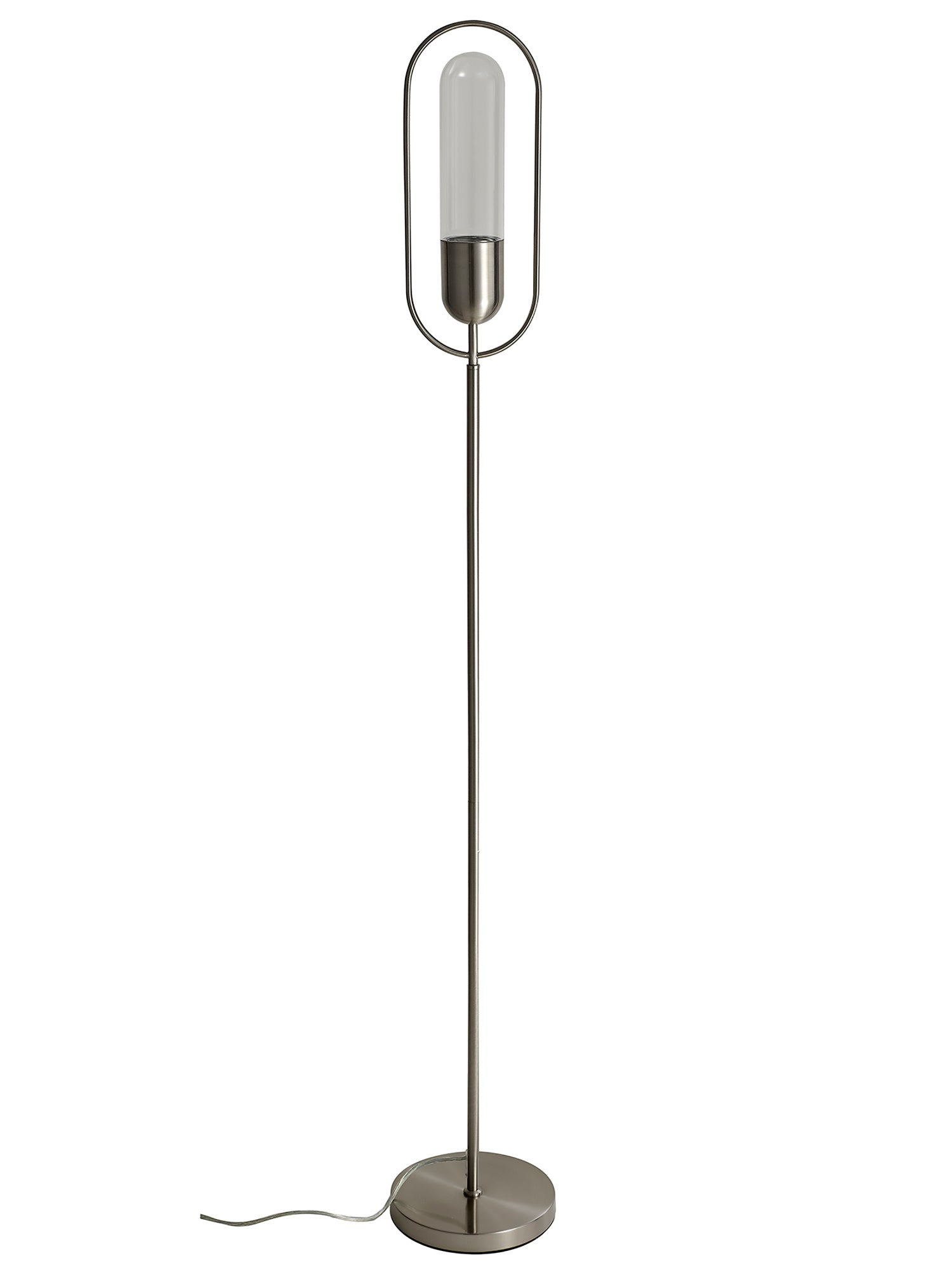 Rae Floor Lamp, 1 x 7W LED, 4000K, 790lm, Satin Nickel/Clear, 3yrs Warranty