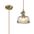 Rae Switched Pendant 1.5m, 1 x E27, Antique Brass/Brown Bowl Glass