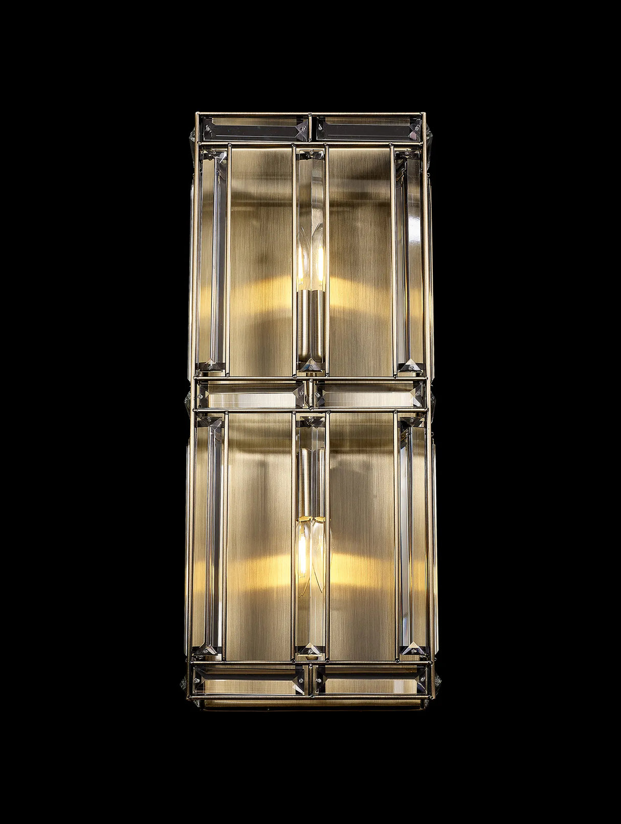 Ellison Rectangular Wall Light, 2 x E14, Antique Brass