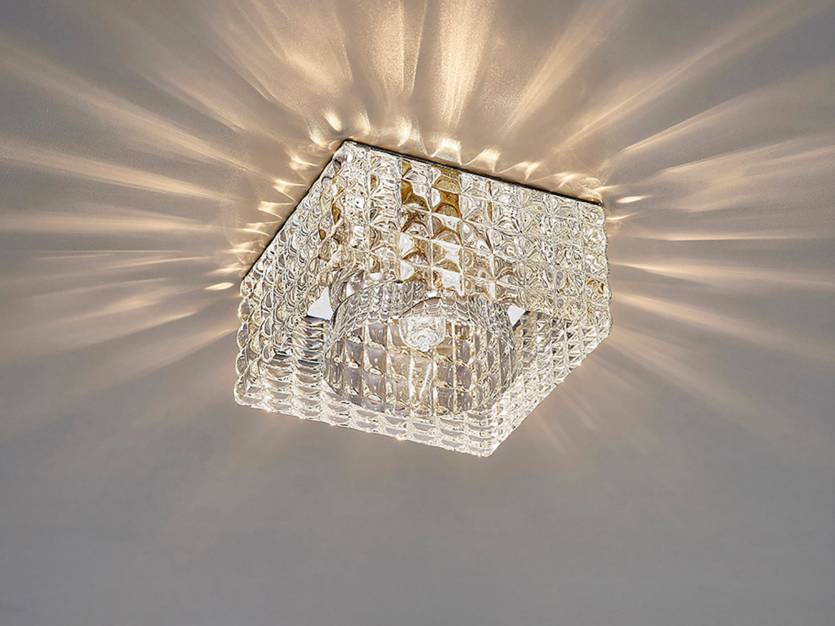 Ria G9 Cube Pattern Square AND ROUND Downlight 1 Light Polished Chrome/Crystal
