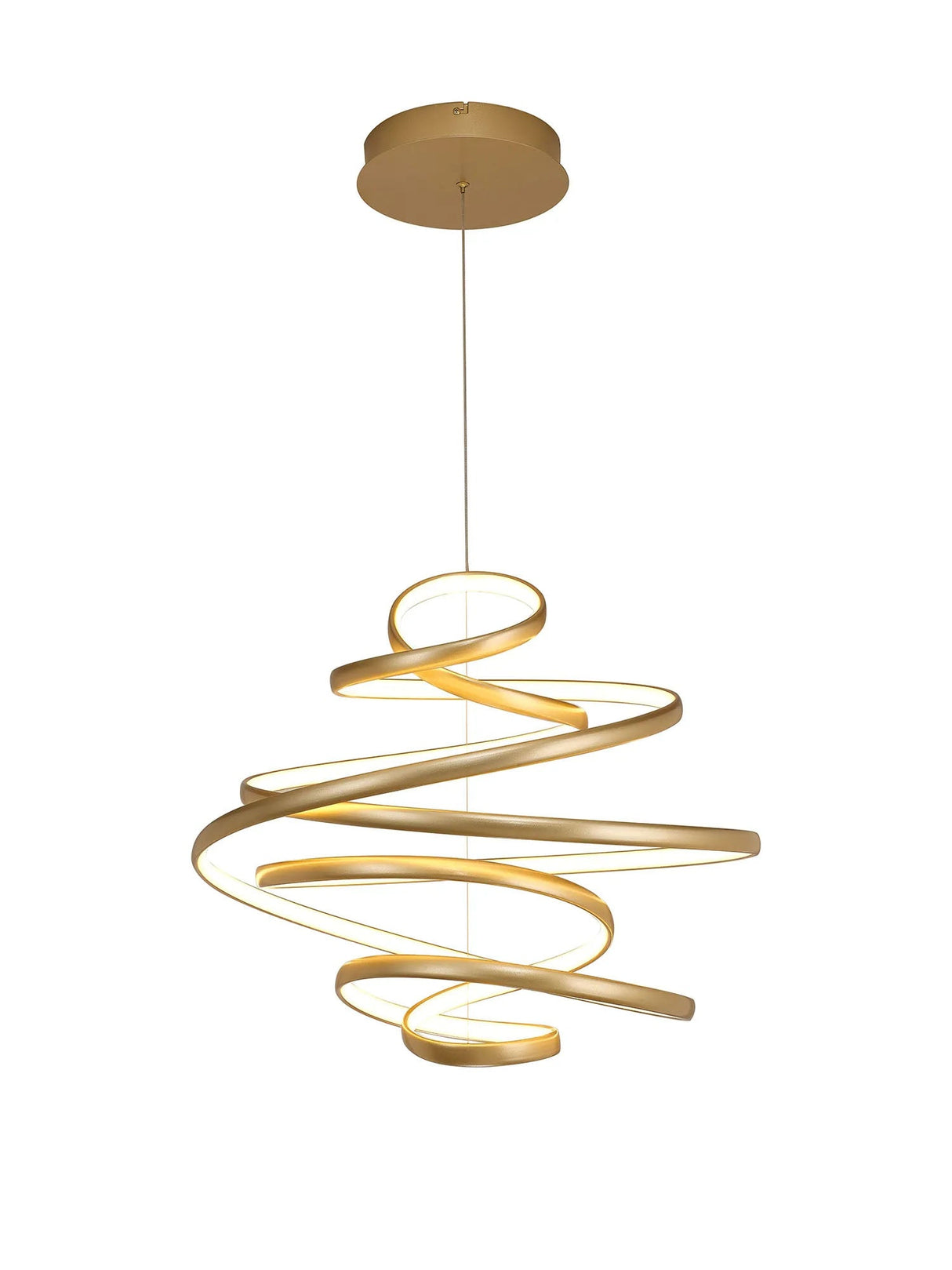 Rigg Triac Dimmable Looped Spiral Pendant, 71W LED, 3000K, Champagne Gold