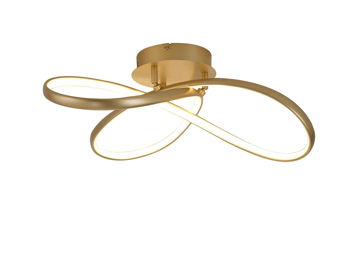 Rigg Triac Dimmable Looped Flush Ceiling, 32W LED, 3000K, Champagne Gold