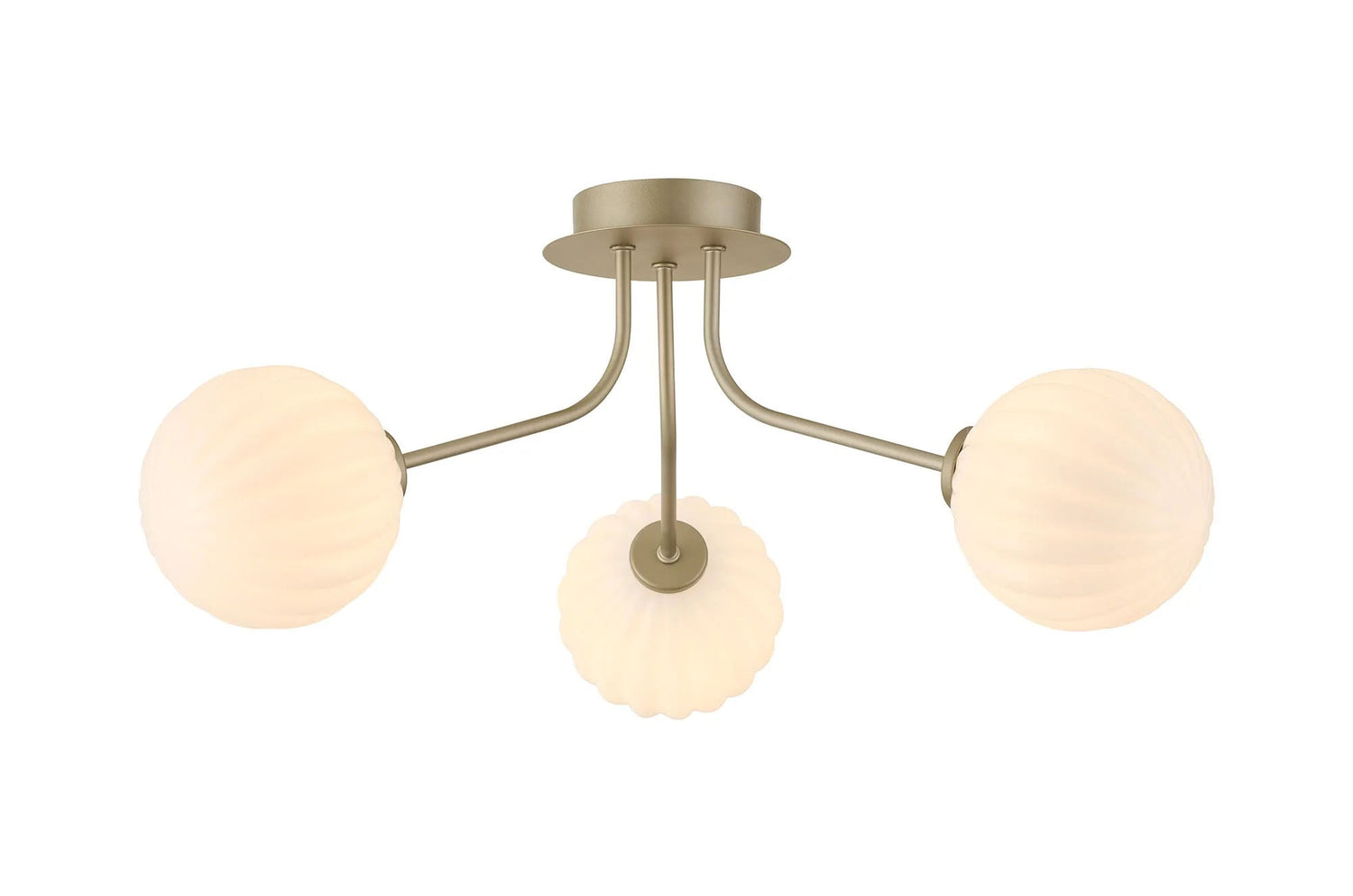 Rix Semi Flush Light, 3 Light G9, Light Painted Beige/Opal Round Segment Glass Shade