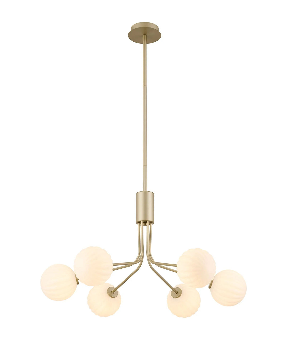 Rix Fixed Pendant, 6 Light G9, Light Painted Beige/Opal Round Segment Glass Shade