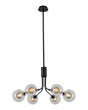 Rix Fixed Pendant, 6 Light G9, Satin Black/Clear With Inner Black Glass Shade