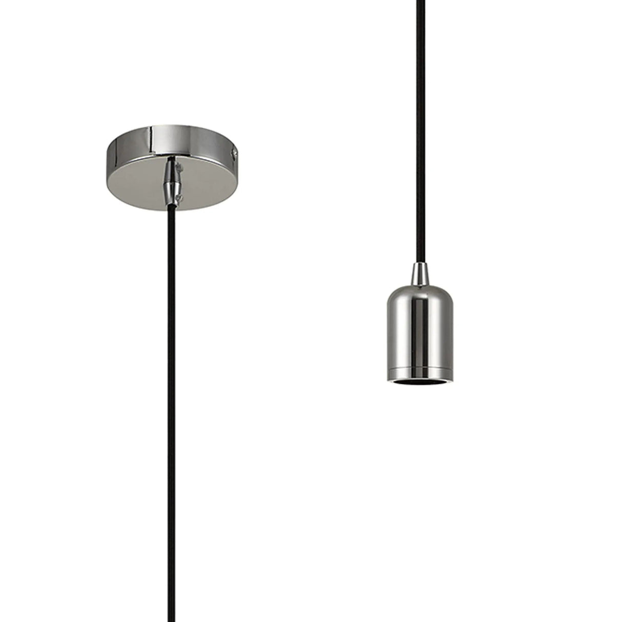 Robson 1m 1 Light Pendant Chrome, E27 Max 60W & Deeper Shade Ring