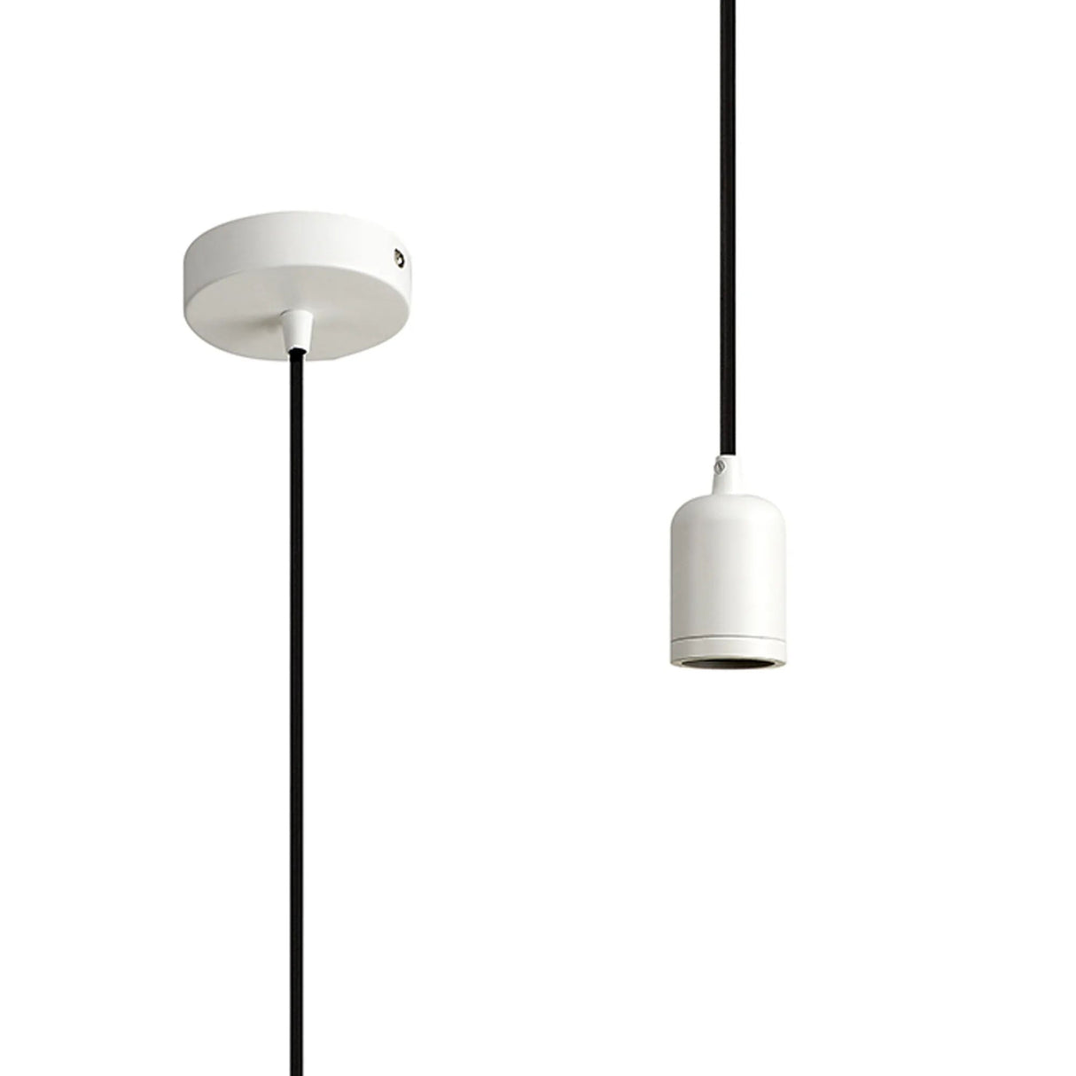 Robson 1m 1 Light Pendant White, E27 Max 60W & Deeper Shade Ring
