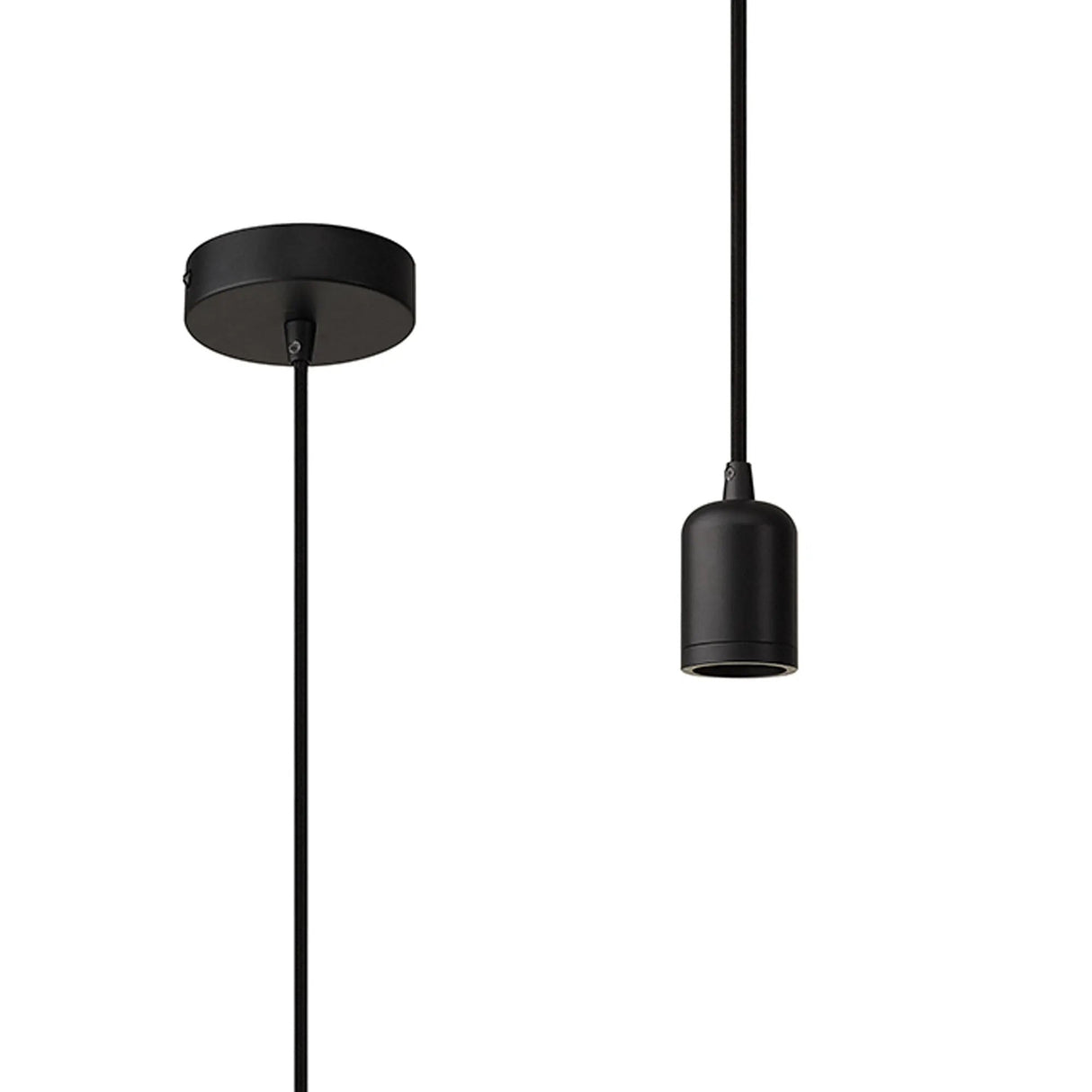 Robson 1m 1 Light Pendant Black, E27 Max 60W & Deeper Shade Ring