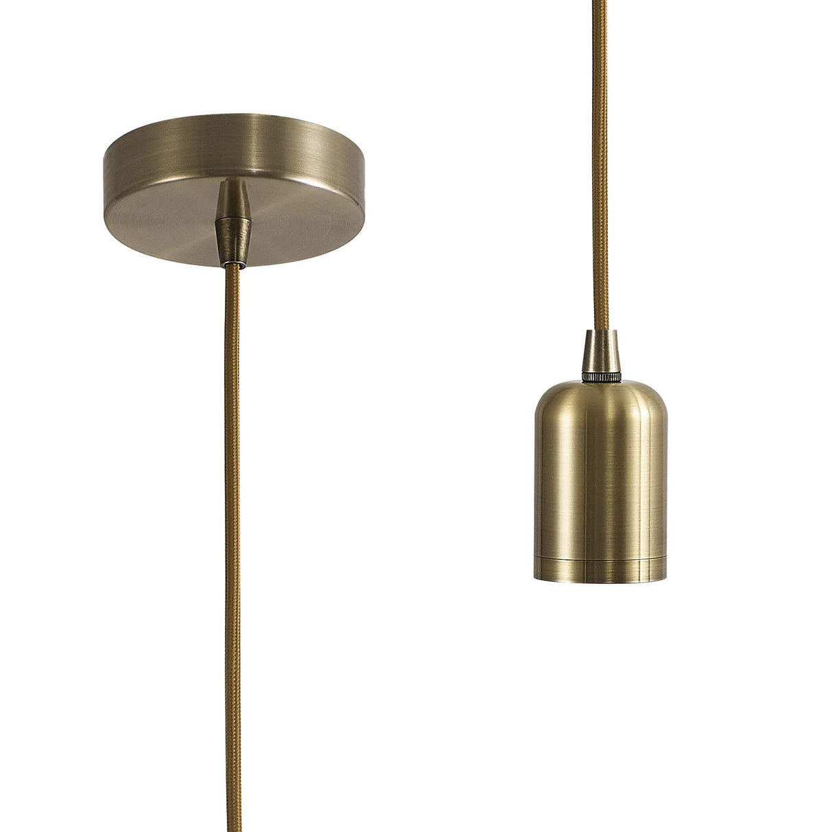 Robson 2m 1 Light Pendant Antique Brass, E27 Max 60W & Deeper Shade Ring