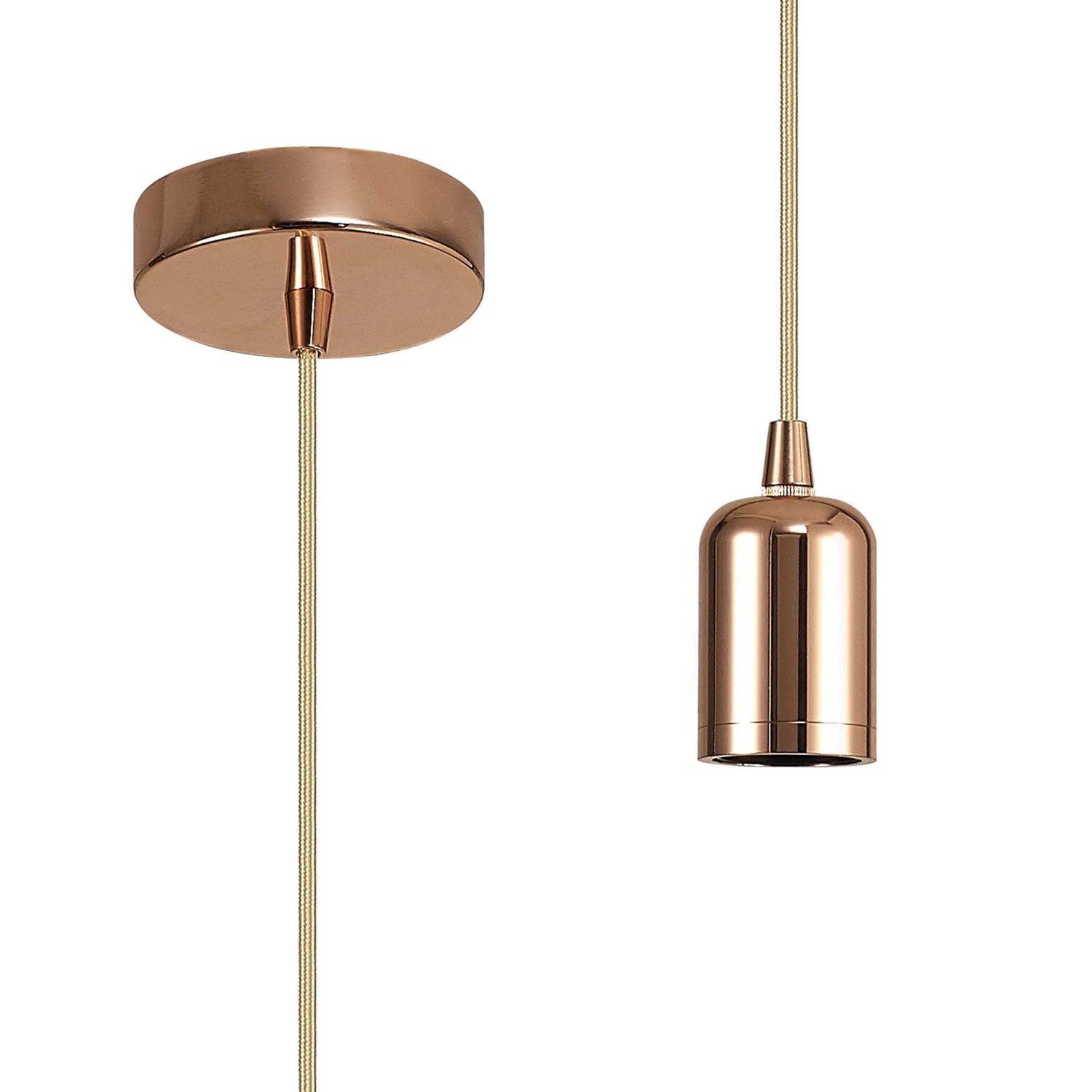 Robson 2m 1 Light Pendant Rose Gold, E27 Max 60W & Deeper Shade Ring