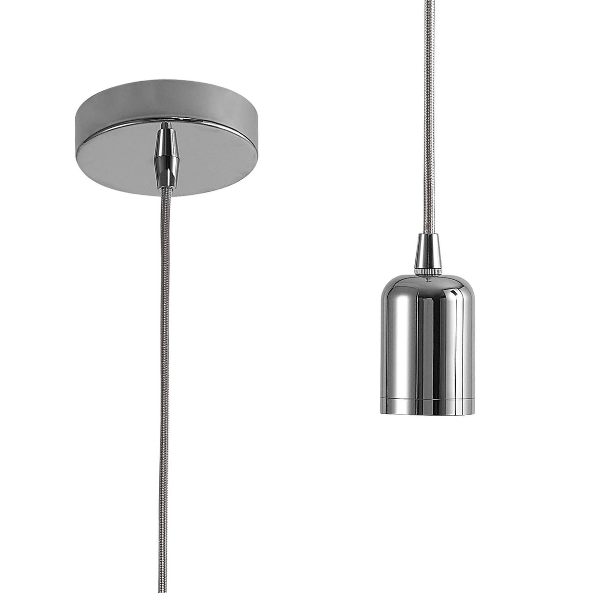 Robson 2m 1 Light Pendant Chrome, E27 Max 60W & Deeper Shade Ring