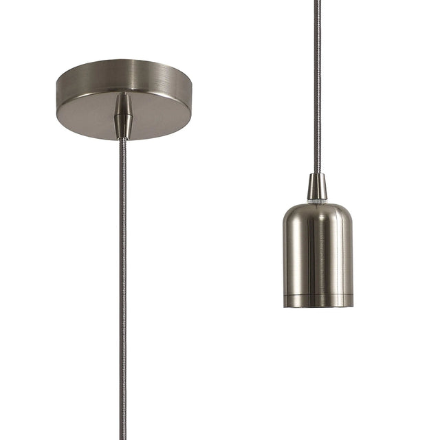 Robson 2m 1 Light Pendant Brushed Nickel, E27 Max 60W & Deeper Shade Ring