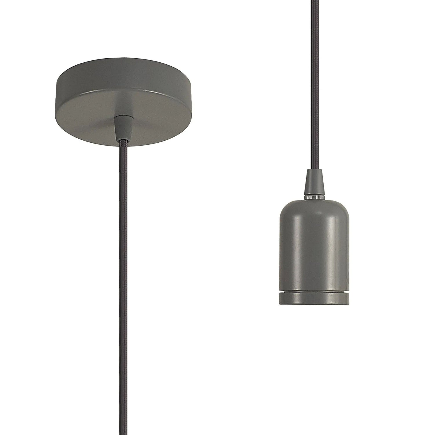 Robson 2m 1 Light Pendant Warm Grey, E27 Max 60W & Deeper Shade Ring
