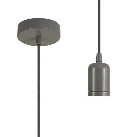 Robson 2m 1 Light Pendant Warm Grey, E27 Max 60W & Deeper Shade Ring