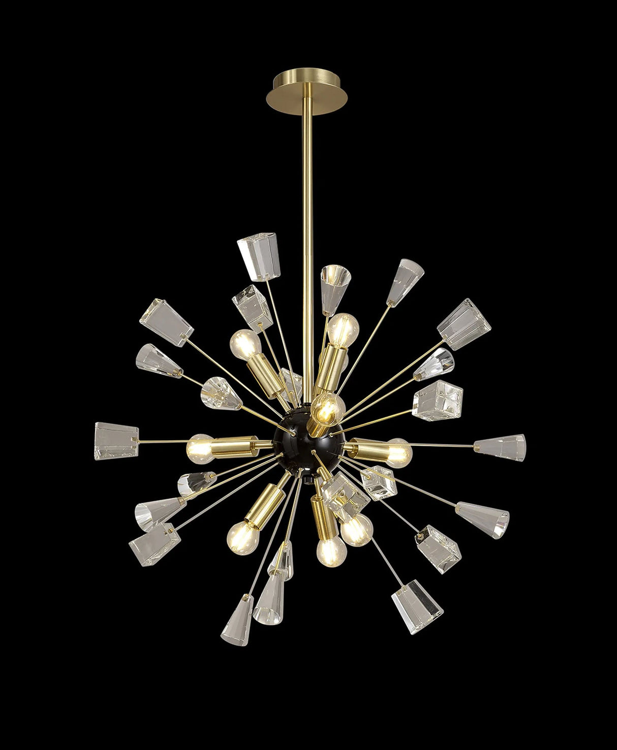 Rogan Pendant Sputnik, 9 x E14, Brushed Gold & Gloss Black/Crystal