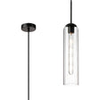 Samed Single Pendant, 1 Light Adjustable E27, Satin Black / Clear