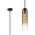 Samed Single Pendant, 1 Light Adjustable E27, Satin Black / Gold Fade