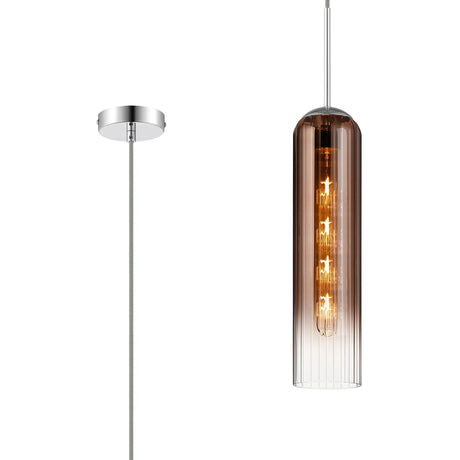 Samed Single Pendant, 1 Light Adjustable E27, Polished Nickel / Copper Fade