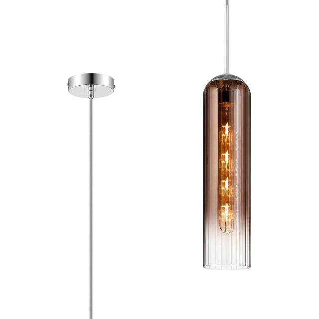 Samed Single Pendant, 1 Light Adjustable E27, Polished Nickel / Copper Fade