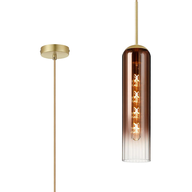 Samed Single Pendant, 1 Light Adjustable E27, Satin Gold / Copper Fade