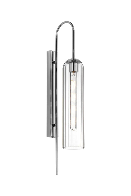 Samed 70cm Curved Wall Light, 1 Light E27, Polished Nickel / Clear