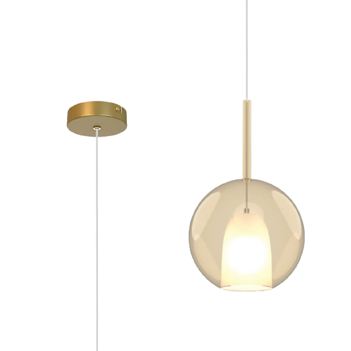 Sanson Pendant Round Shade, 1 x E27, Gold/Cognac Glass