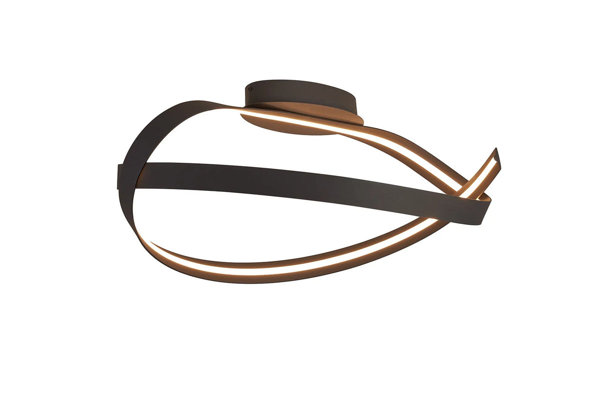 Seek Loop Semi Flush Ceiling Light, 1 x 34W LED, Triac Dimmable, 3000K, 1900lm, Dark Grey, 3yrs Warranty