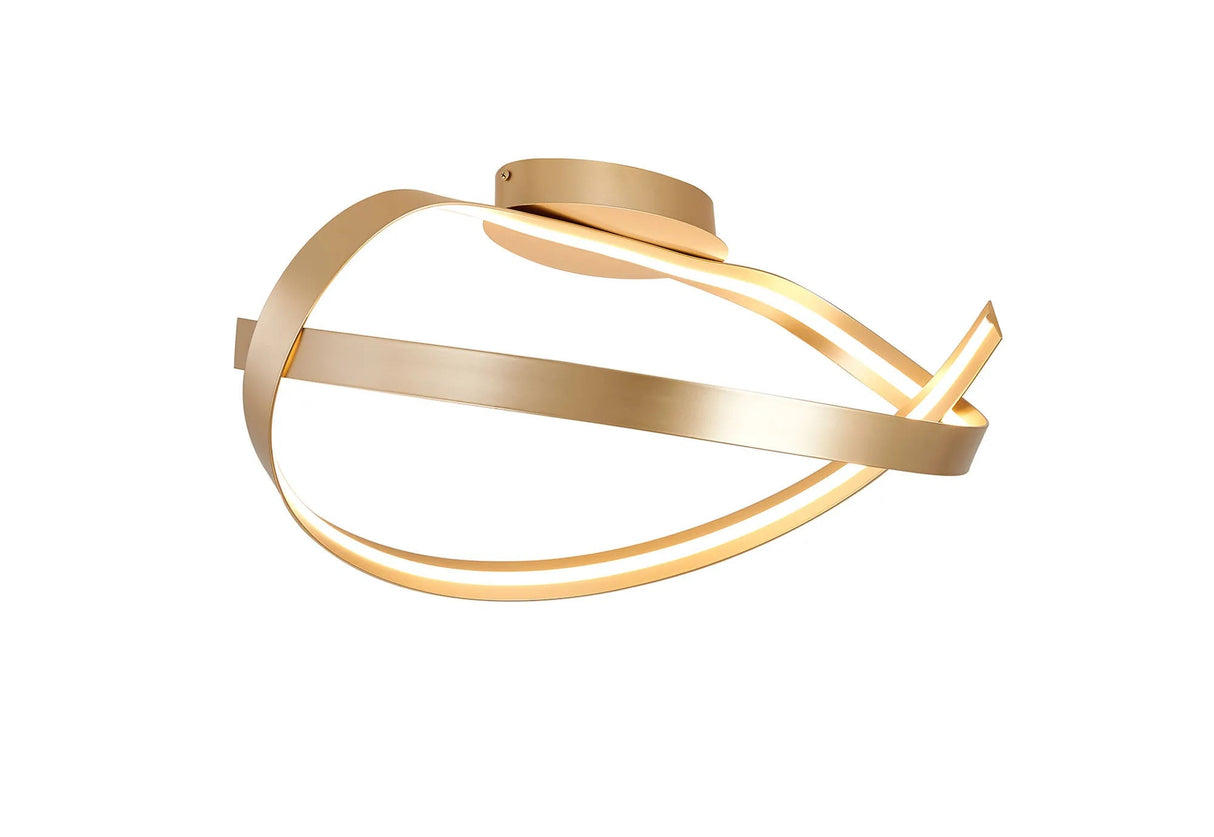 Seek Loop Semi Flush Ceiling Light, 1 x 34W LED, Triac Dimmable, 3000K, 1900lm, Gold, 3yrs Warranty