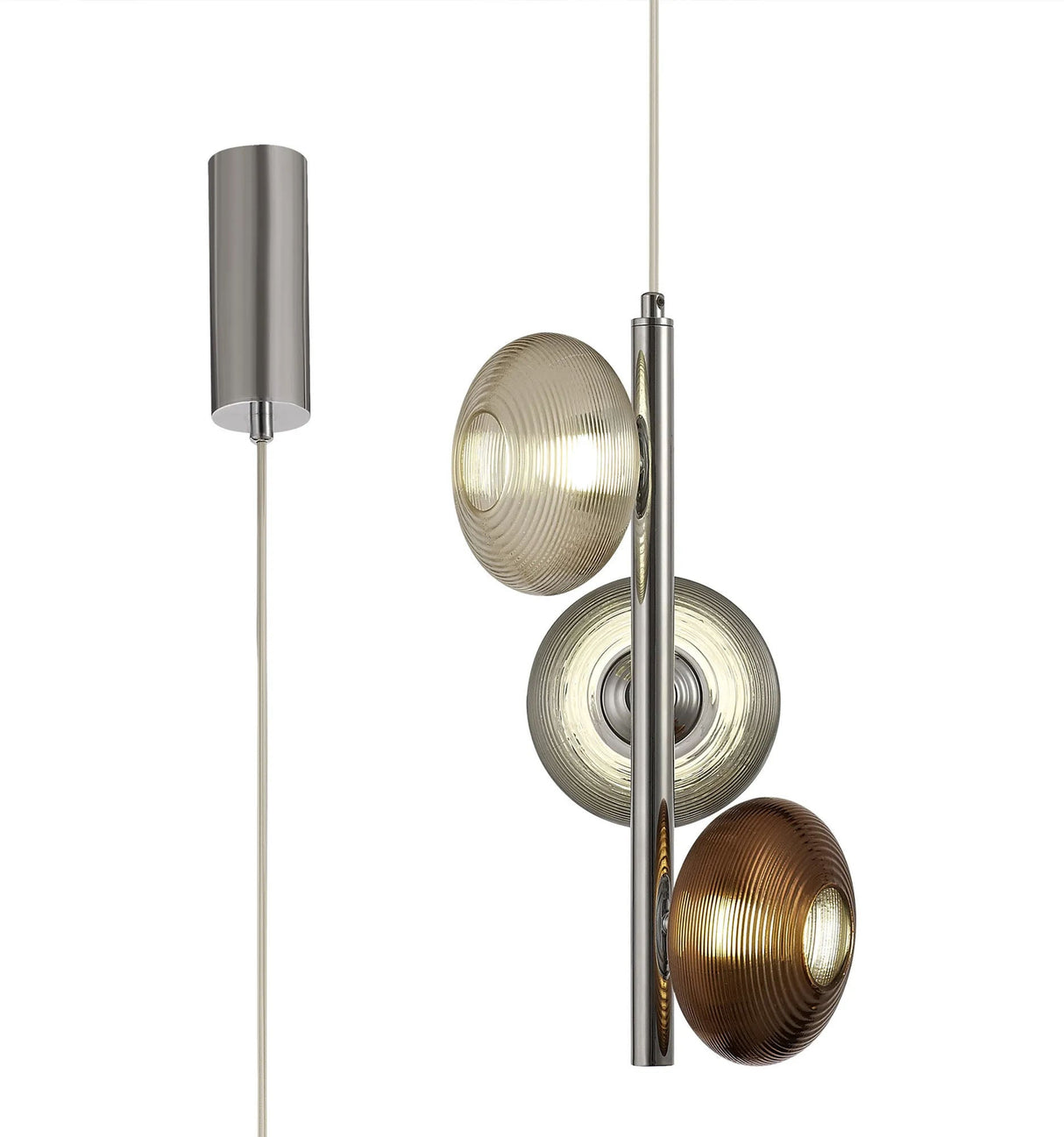 Stronach Multiple Pendant, 3 x 8W LED, 4000K, Smoked, Copper & Champagne/Polished Chrome