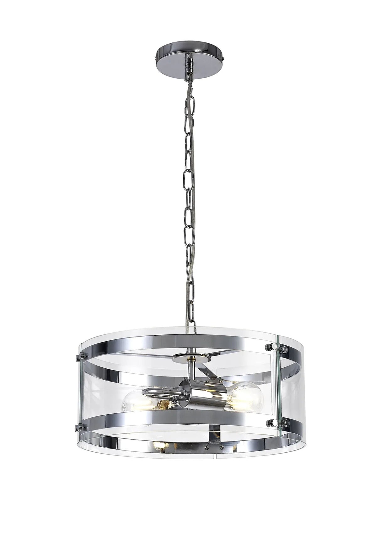 Stuckey Pendant, 2 x E27, Polished Chrome / Plain Clear (A) Glass
