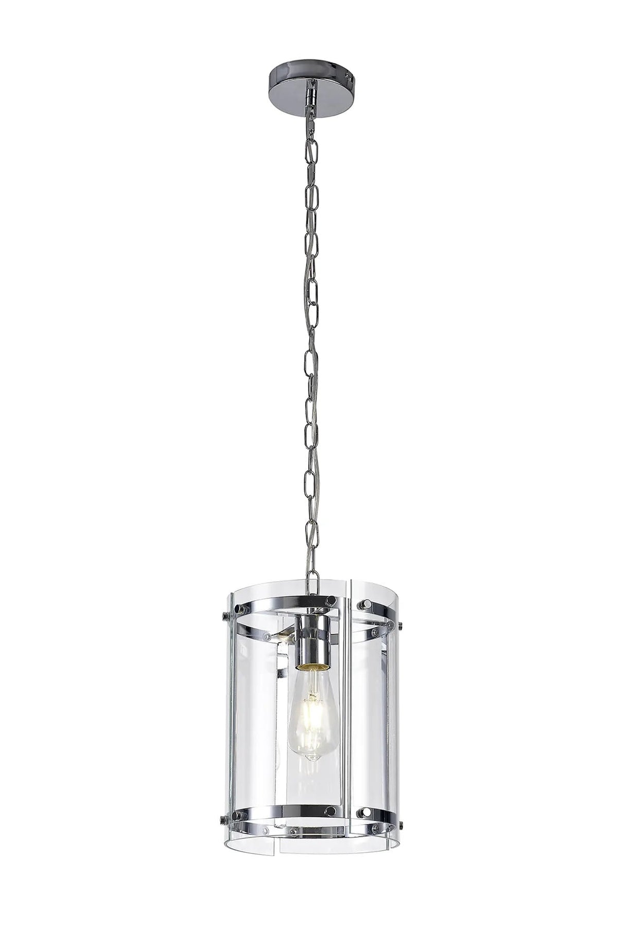 Stuckey Pendant, 1 x E27, Polished Chrome / Plain Clear (A) Glass