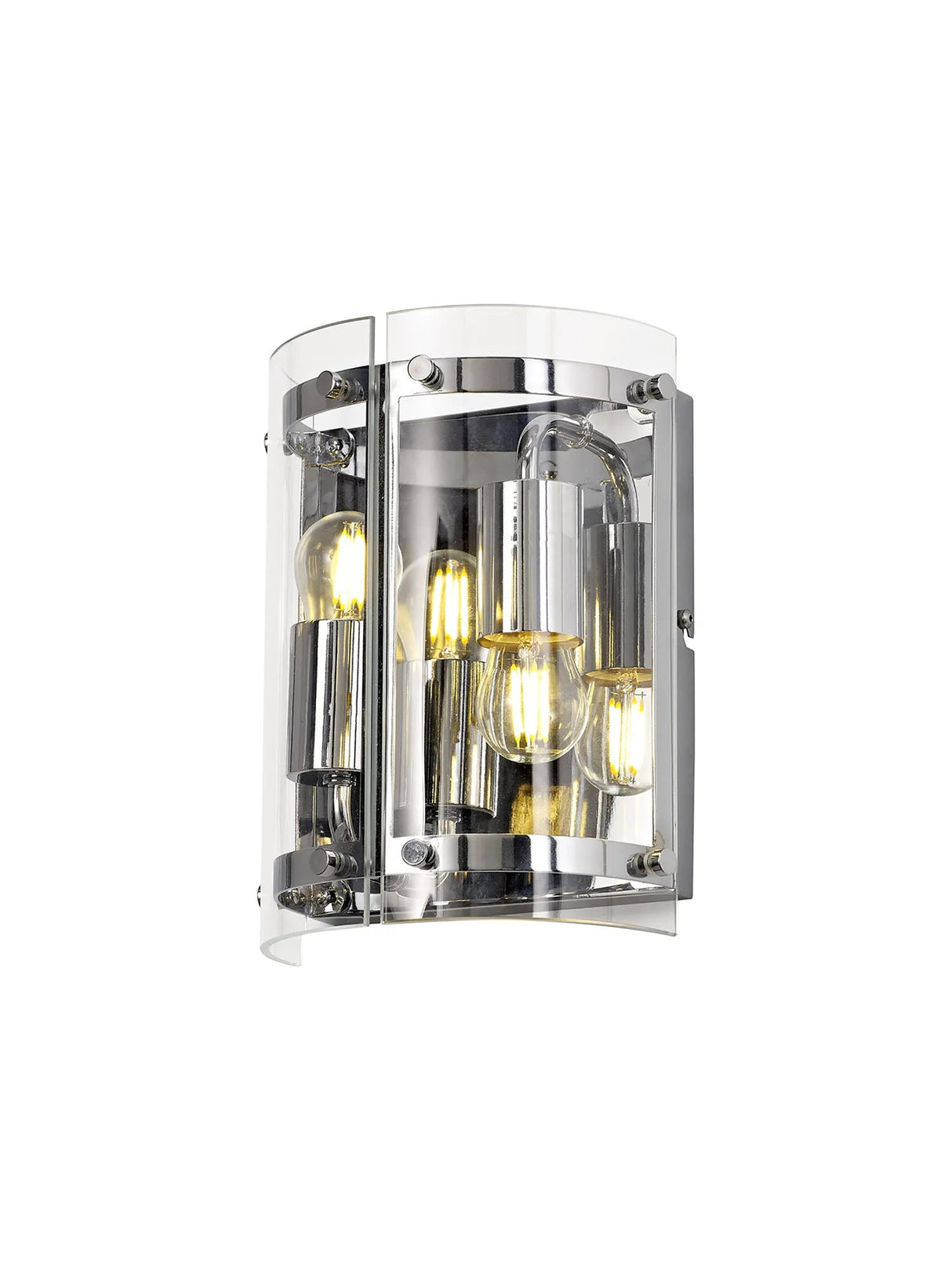 Stuckey Wall Light, 2 x E27, Polished Chrome / Plain Clear (A) Glass