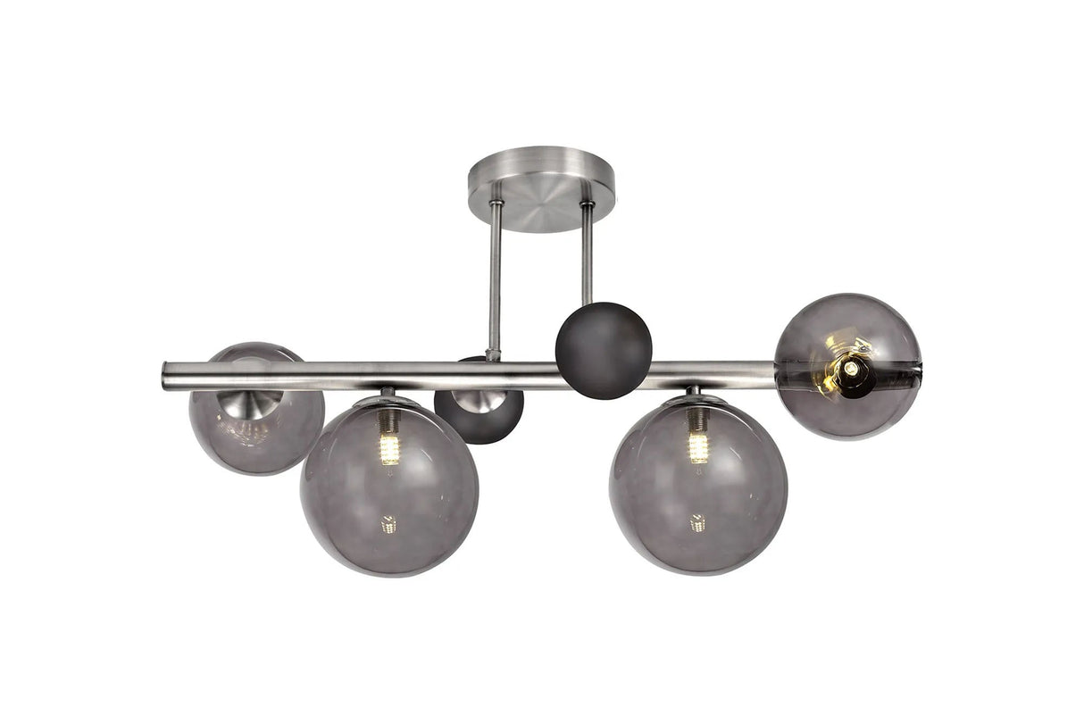 Suggett Semi Flush Ceiling Light, 4 x G9, Polished Chrome, Smoked Glass