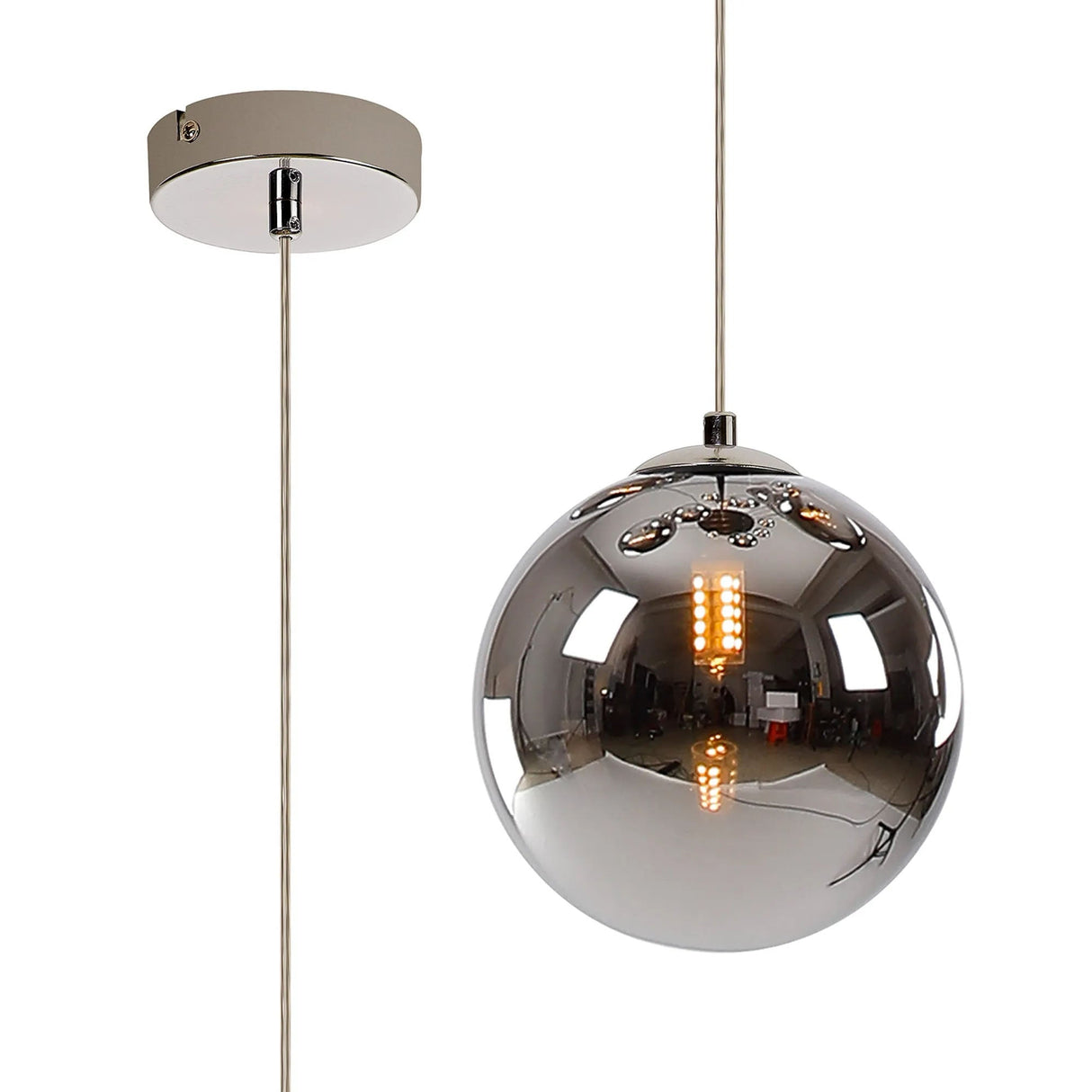 Suggett Single Pendant, 1 x G9, Polished Chrome/Chrome