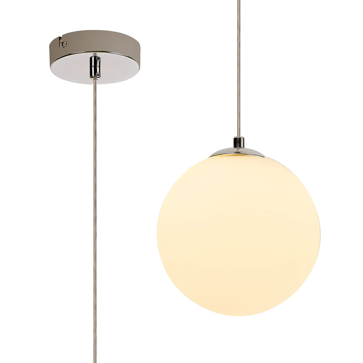 Suggett Single Pendant, 1 x G9, Polished Chrome/Opal