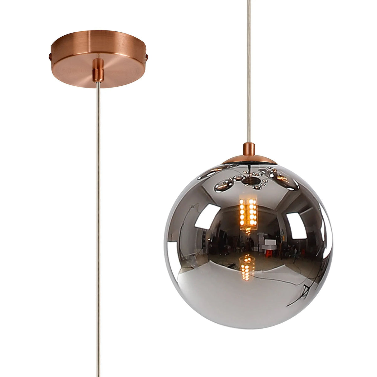 Suggett Single Pendant, 1 x G9, Antique Copper/Chrome