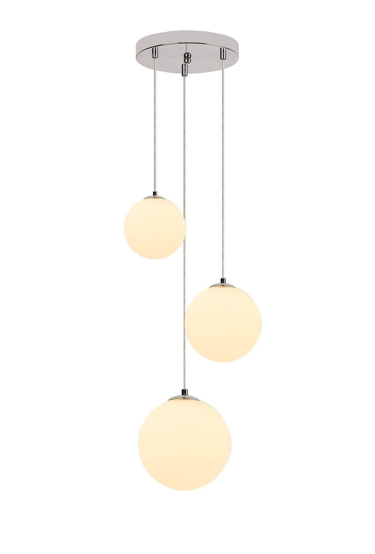 Suggett Round Pendant, 3 x G9, Polished Chrome/Opal