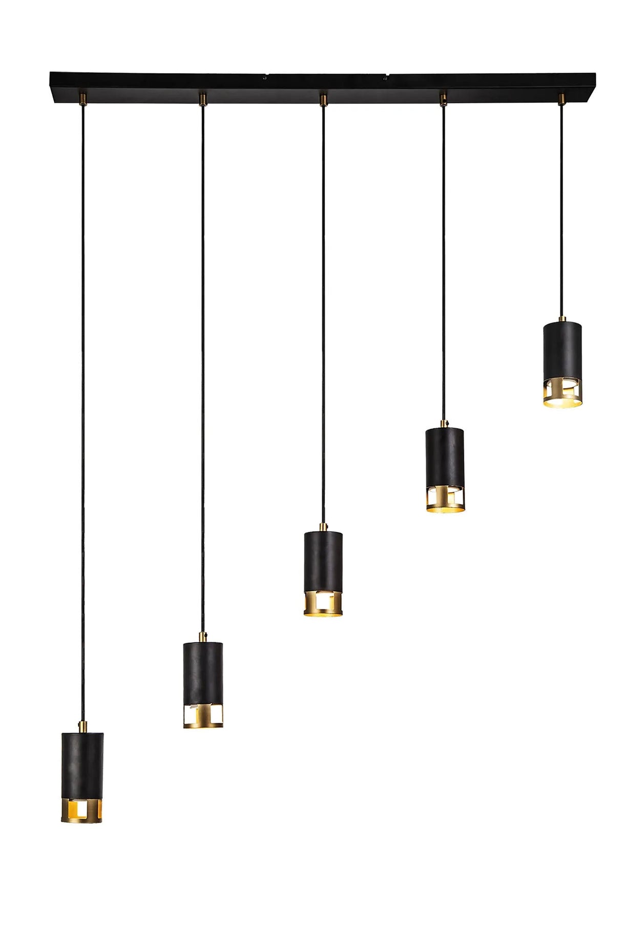 Swinburn 5 Light Bar Linear Pendant GU10, Black/Painted Gold