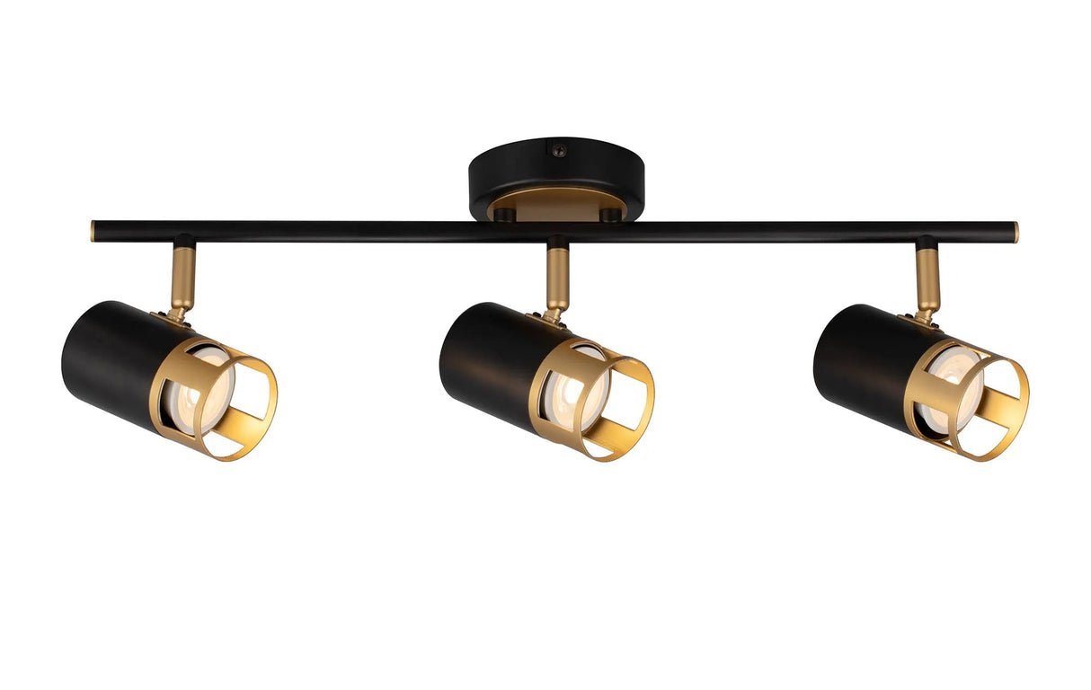 Swinburn 3 Light Linear Bar Spotlight GU10, Black/Painted Gold
