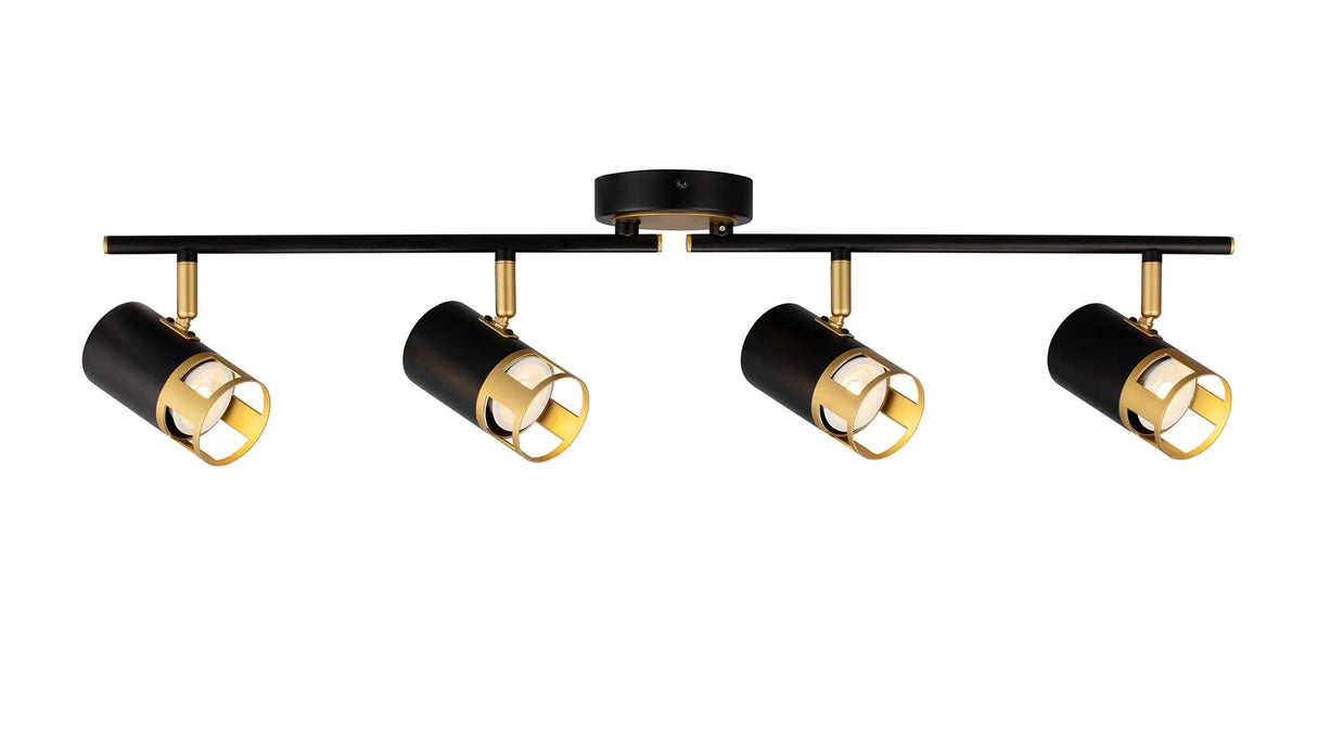 Swinburn 4 Light Linear Bar Spotlight GU10, Black/Painted Gold