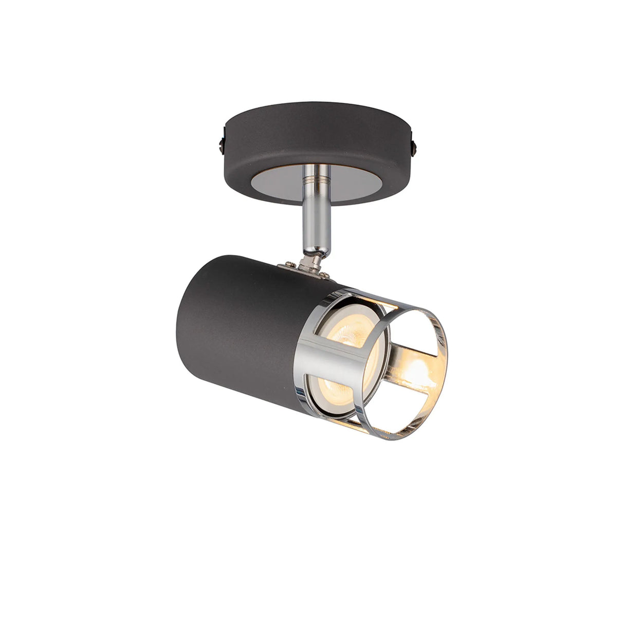 Swinburn 1 Light Spotlight GU10, Graphite/Polished Chrome