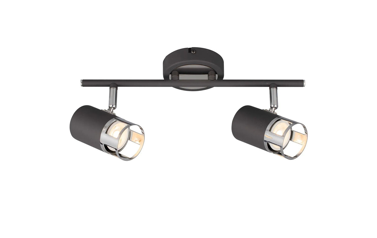 Swinburn 2 Light Linear Bar Spotlight GU10, Graphite/Polished Chrome