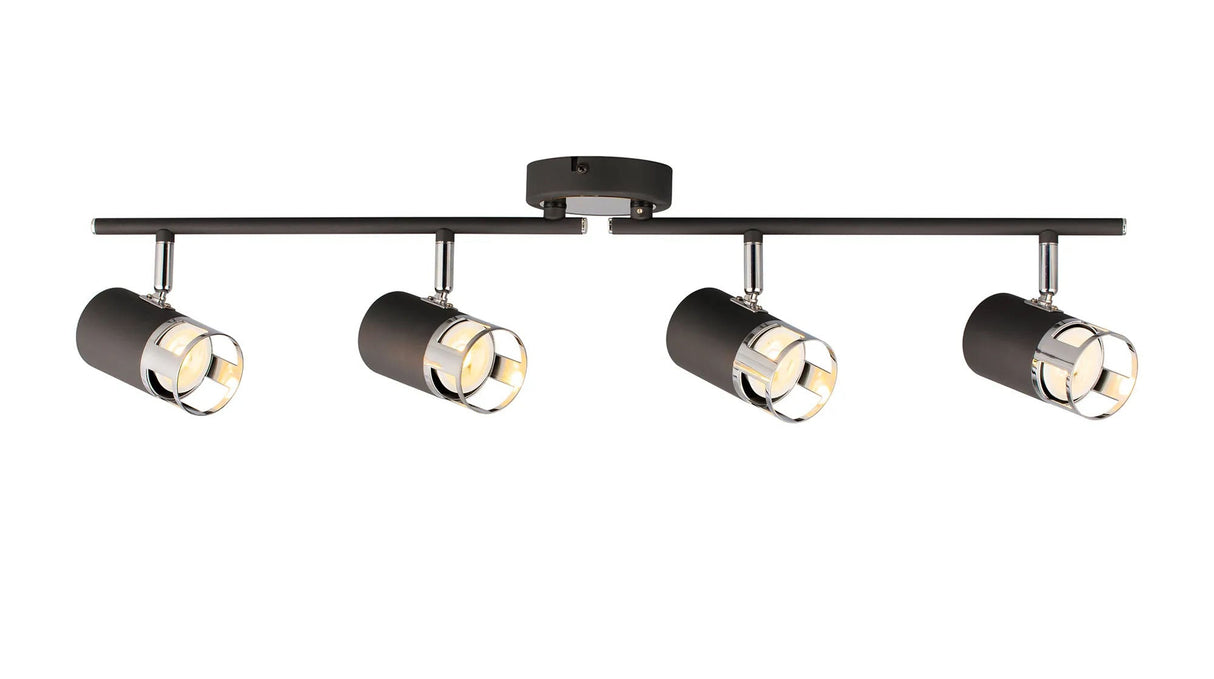 Swinburn 4 Light Linear Bar Spotlight GU10, Graphite/Polished Chrome