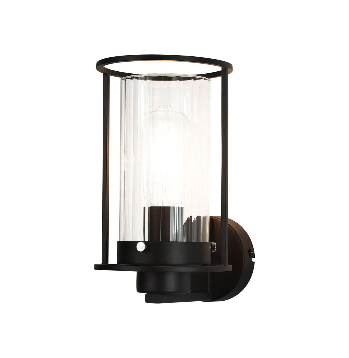 Swinburne Wall Light, 1 x E27, Black/Clear Glass