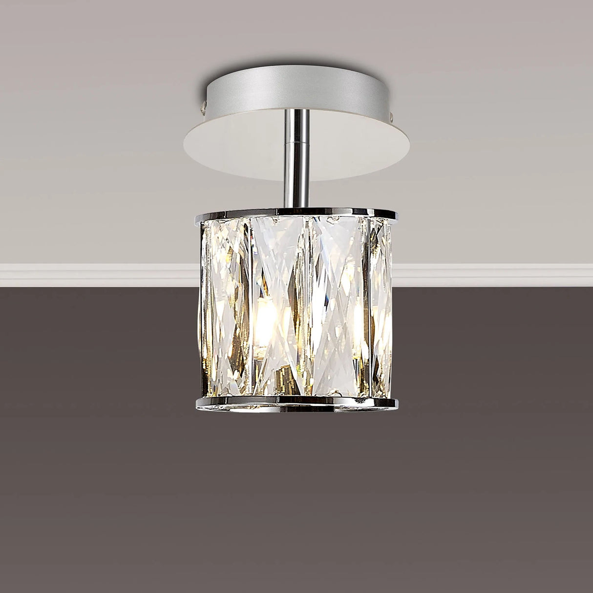 Swindlehirs 1 x G9 Flush Light Chrome/Clear Crystal Shade