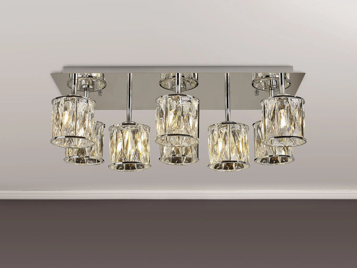 Swindlehirs Rectangle 8 x G9 Flush Light Chrome/Clear Crystal Shade