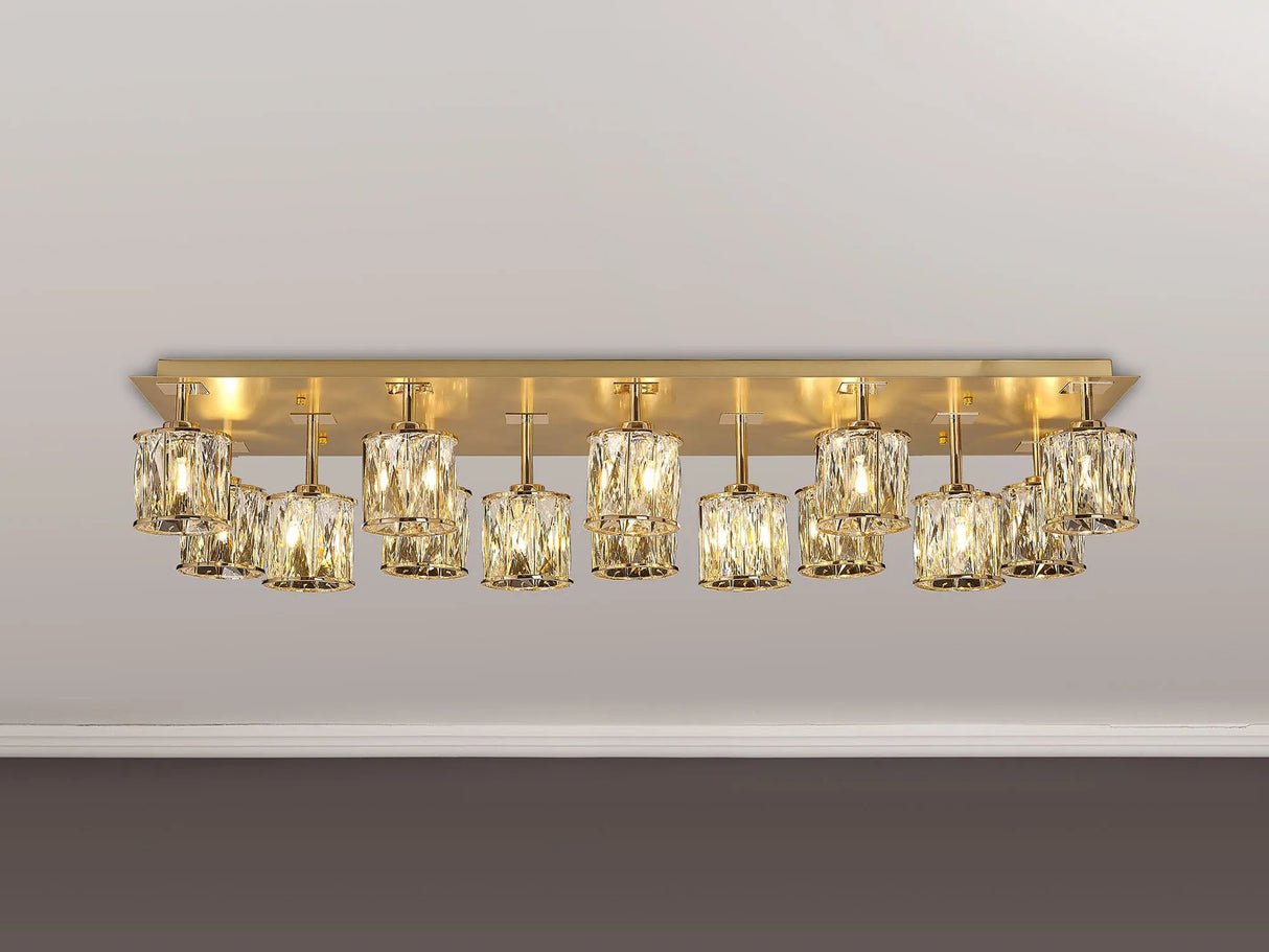 Swindlehirs Rectangle 14 x G9 Flush Light French Gold/Clear Crystal Shade