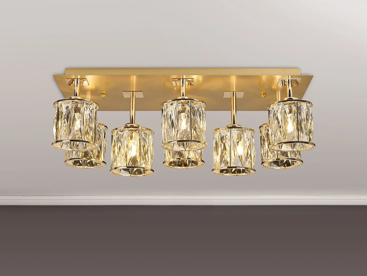 Swindlehirs Rectangle 8 x G9 Flush Light French Gold/Clear Crystal Shade